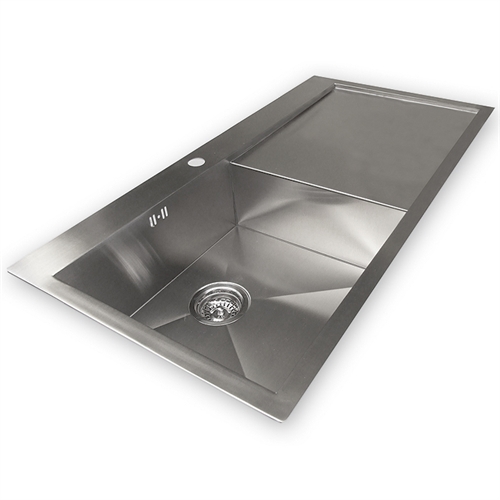 Left Handed Zen 'Uno' 51F Designer Bowl & Drainer Kitchen Sink